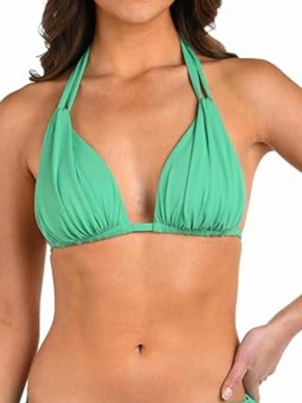 ✨La Blanca Island Goddess Rouched Halter Bikini Swimsuit Top 12 NWT